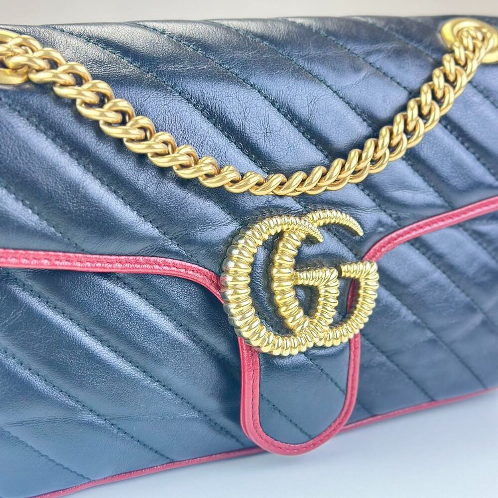 Gucci Black Leather Medium Marmont Shoulder Bag Crossbody - Picture 7 of 8